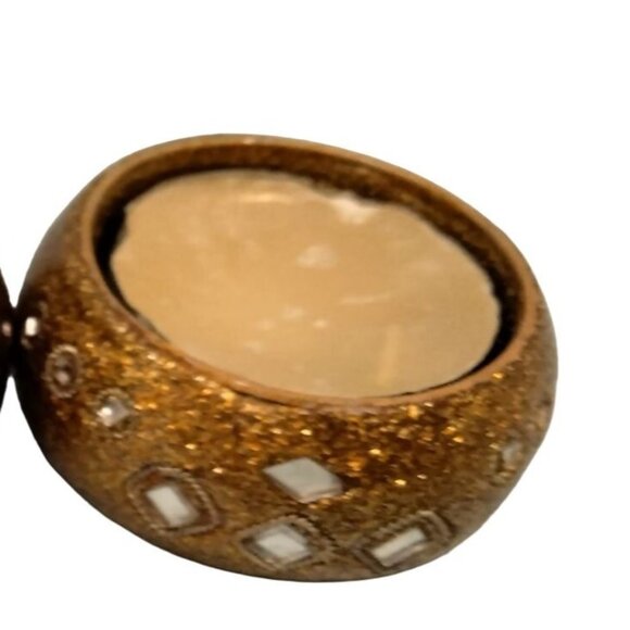 Mosaic Mirror Tealight Candle Holder Glass Tile Gold Glitter Bollywood - Picture 2 of 6